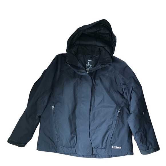 L.L. Bean Waterproof PRIMALOFT Full Zip Up Lined Jacket Size M 10/12 Black - Picture 1 of 10